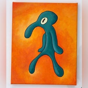Squidward Bold and Brash - Hand Crafted Painting - Cartoon Wall Decor - Art